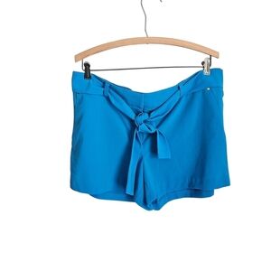Cache Teal Blue High Waist Shorts with Relaxed Fit and Tie